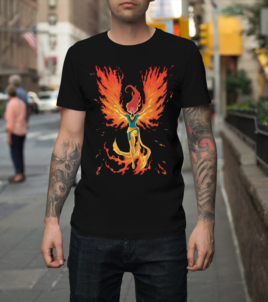 Marvel X Men Jean Grey Phoenix Flaming Cosmic Transformation T-Shirt