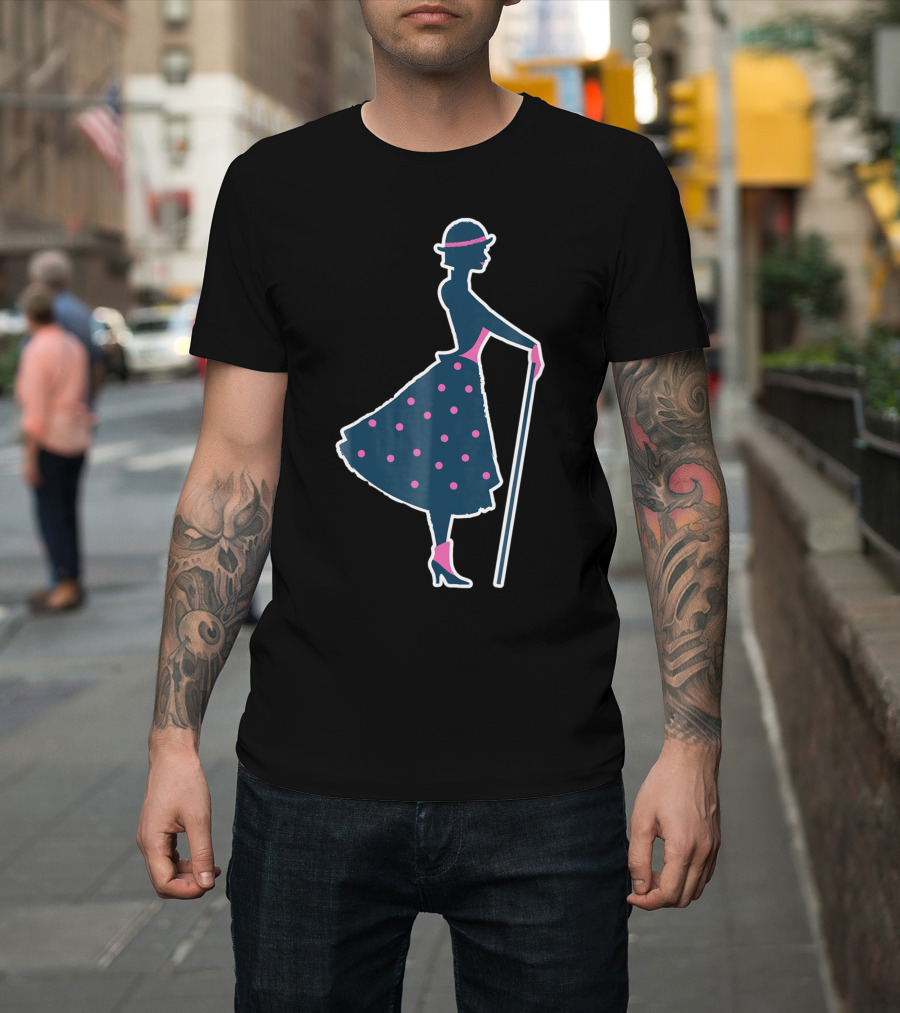 Disney Mary Poppins Silhouette Cane Polka Dot Dress T-Shirt