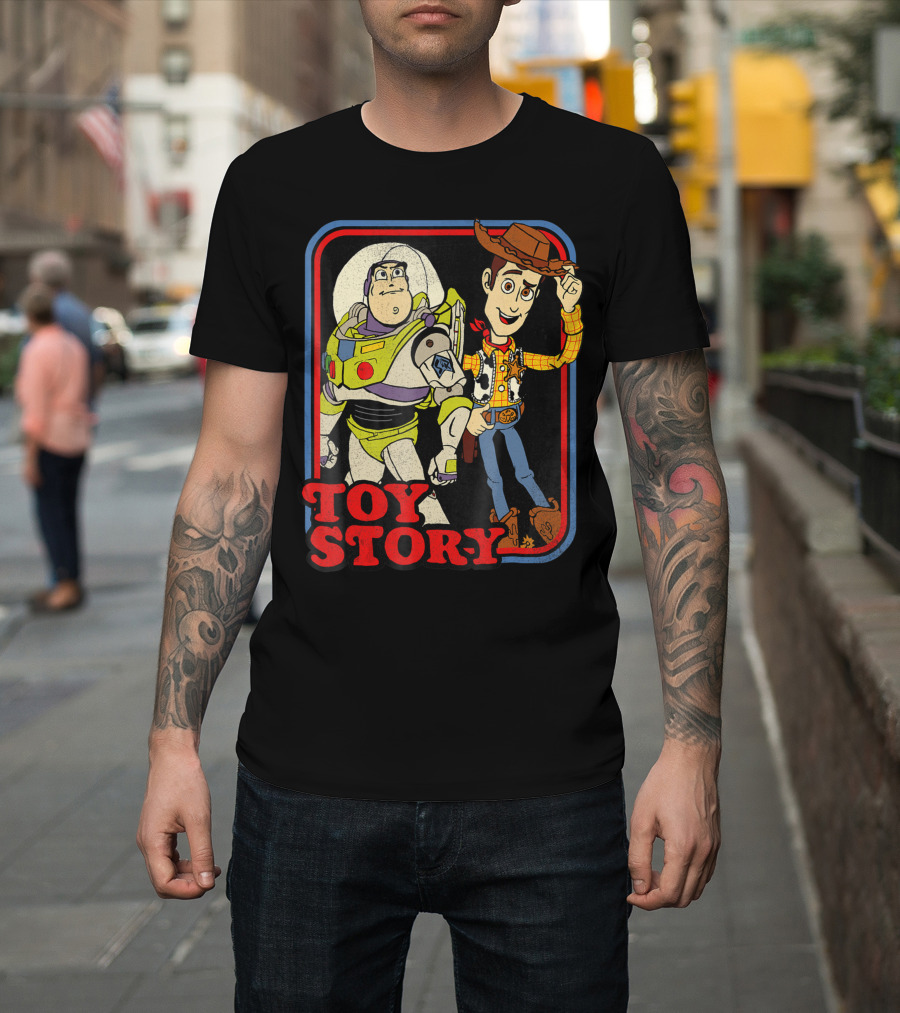Toy Story Buzz and Woody Vintage Book Style Disney Pixar T-Shirt