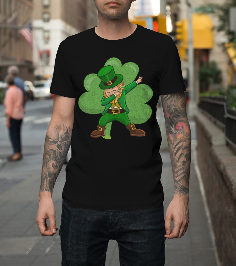 Dabbing Leprechaun with Shamrock T-Shirt