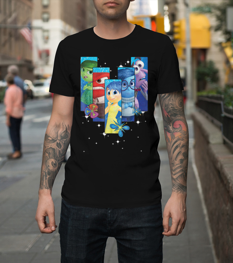 Disney Pixar Inside Out Joy Sadness Anger Disgust Fear Group Line Up T-Shirt