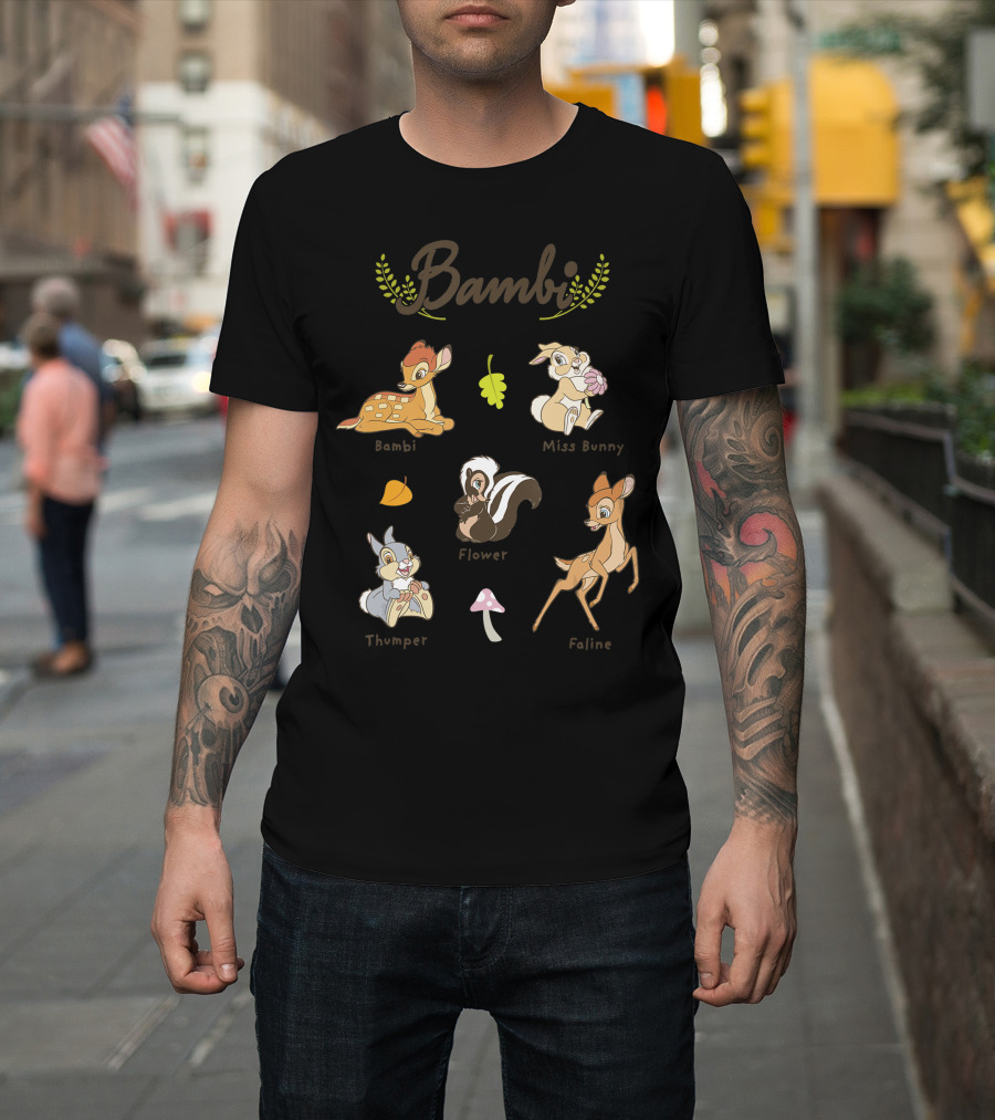 Bambi Thumper Flower Miss Bunny Faline Disney Characters T-Shirt