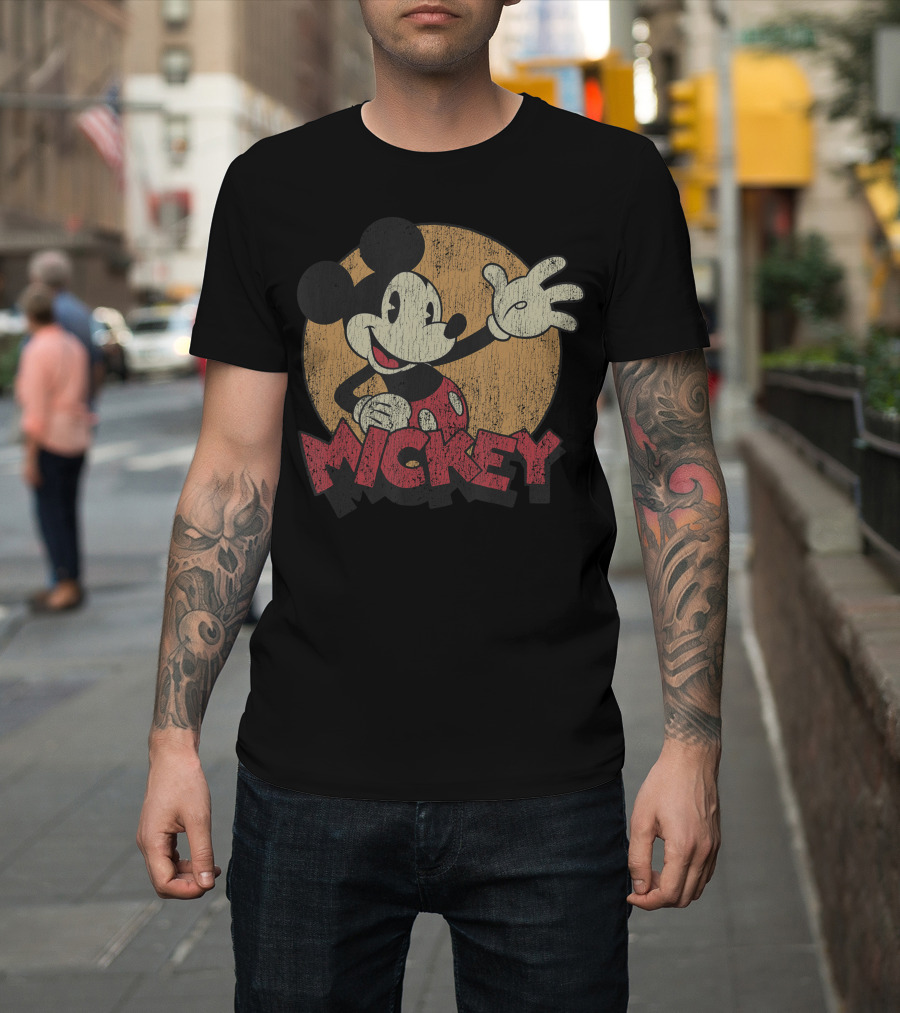 Disney Mickey Mouse Distressed Vintage Look Iconic Character T-Shirt