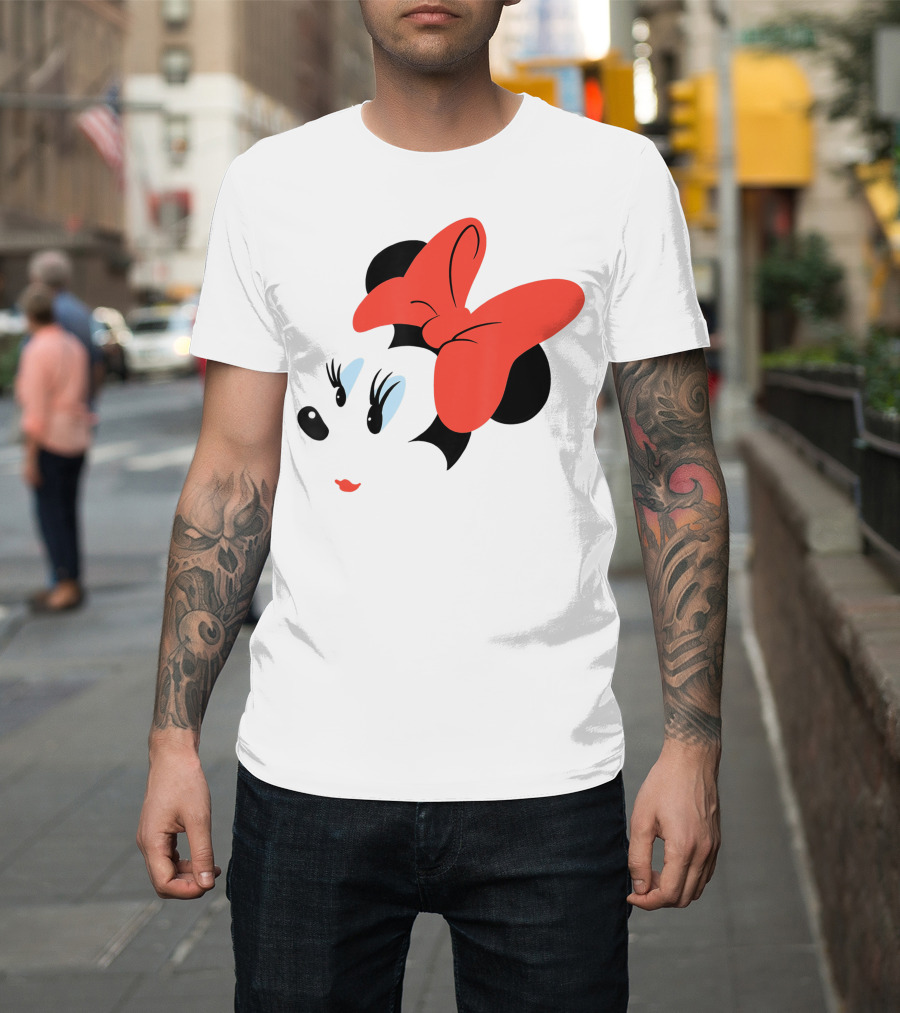 Disney Minnie Mouse Red Bow Face Sketch T-Shirt