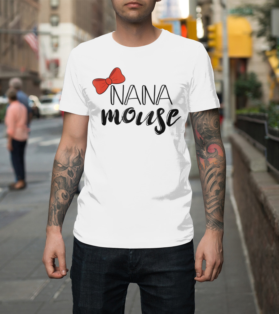 Nana Mouse Family Vacation Matching Red Bow T-Shirt