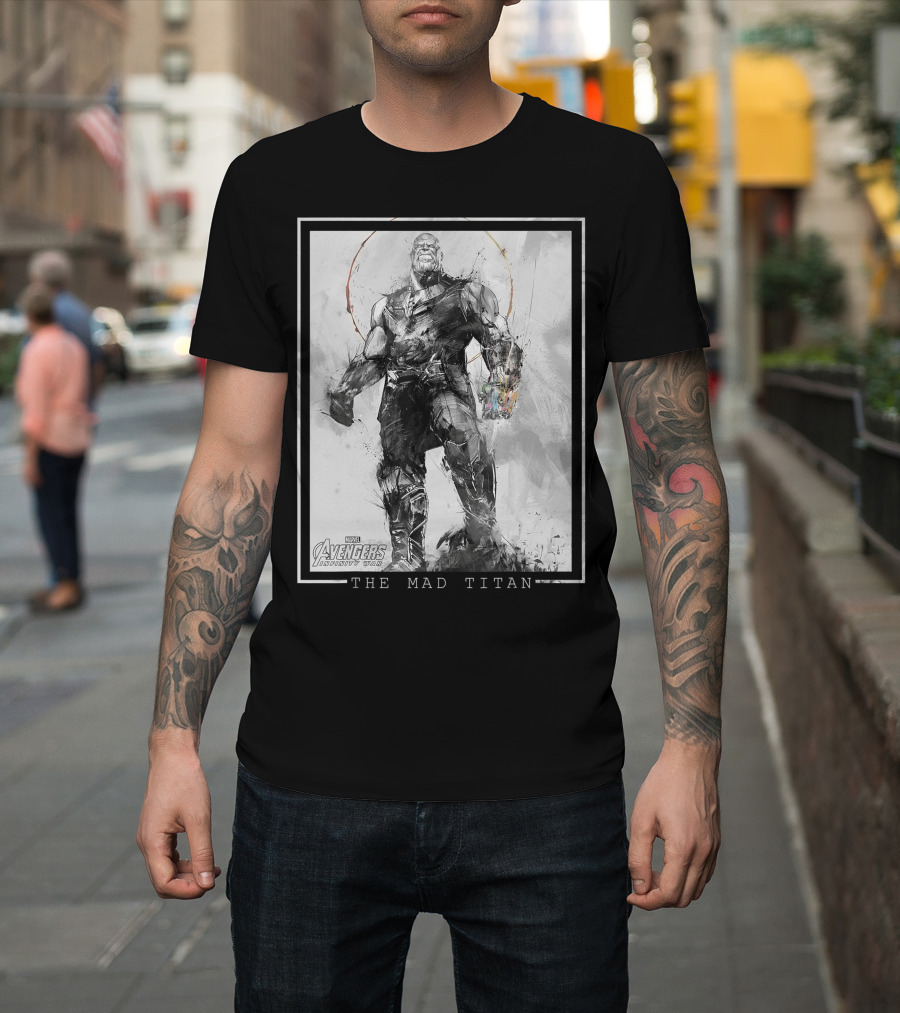 Marvel Avengers Infinity War The Mad Titan Thanos Sketch T-Shirt