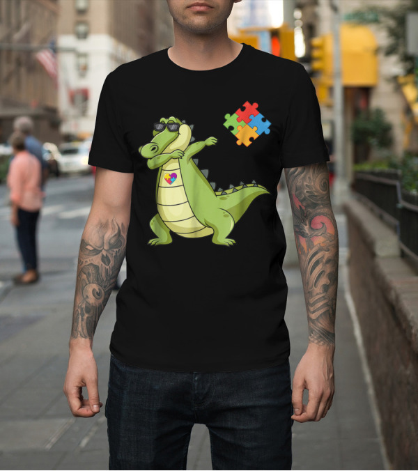 Shirt: Alligator Dab Puzzle Piece Autism Awareness T-Shirt Alligator Dab Puzzle Piece Autism Awareness T-Shirt