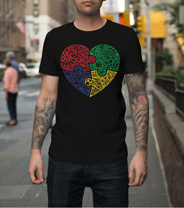 Shirt: Autism Heart Puzzle Mandala Family Valentines Matching Group T-Shirt Autism Heart Puzzle Mandala Family Valentines Matching Group T-Shirt