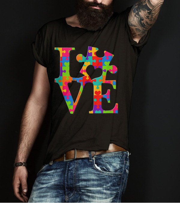 Autism Mom Autistic Awareness Kids Autism Love Puzzle Pieces T-Shirt
