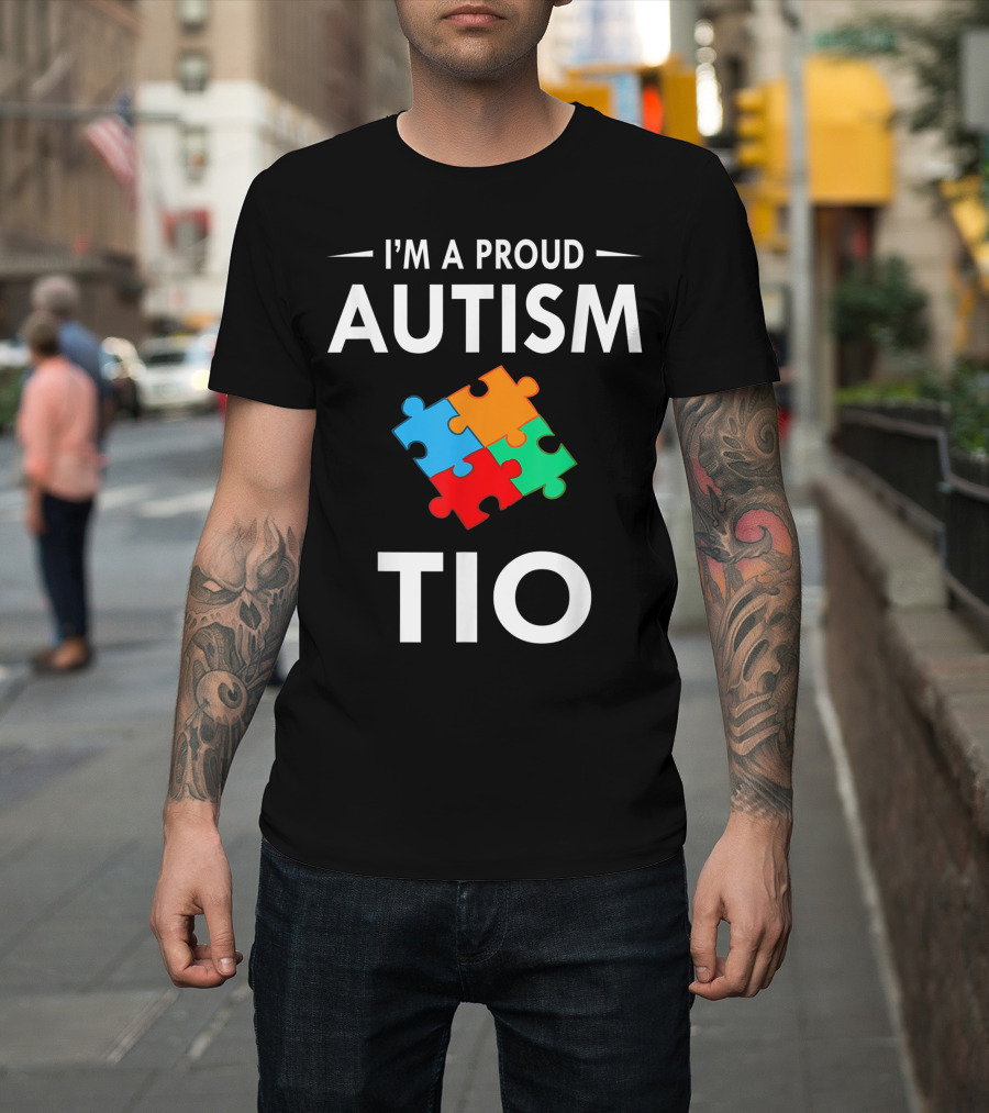 I'm a Proud Autism Tio with Colorful Puzzle Piece Family Matching Autism Awareness T-Shirt