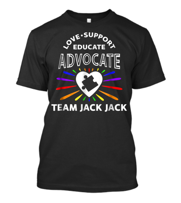 Team Jack Jack Advocate Love Support Educate Puzzle Heart Rainbow Colors T-Shirt