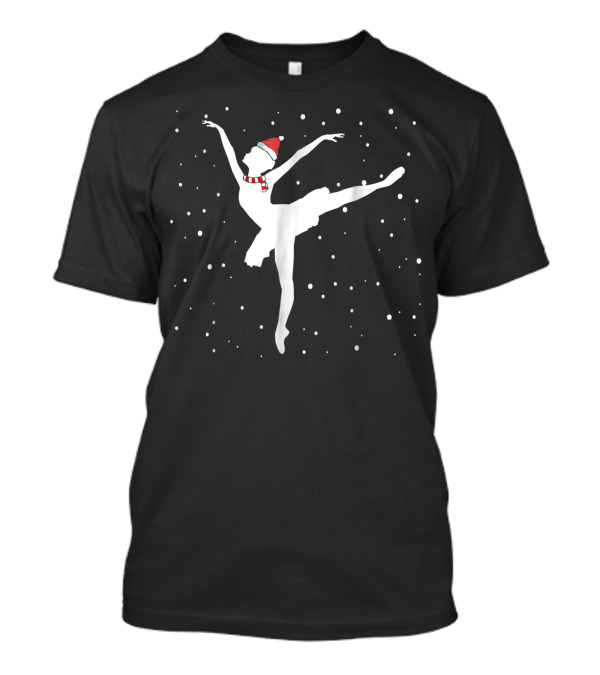 Christmas Ballet Ballerina With Festive Hat And Scarf T-Shirt