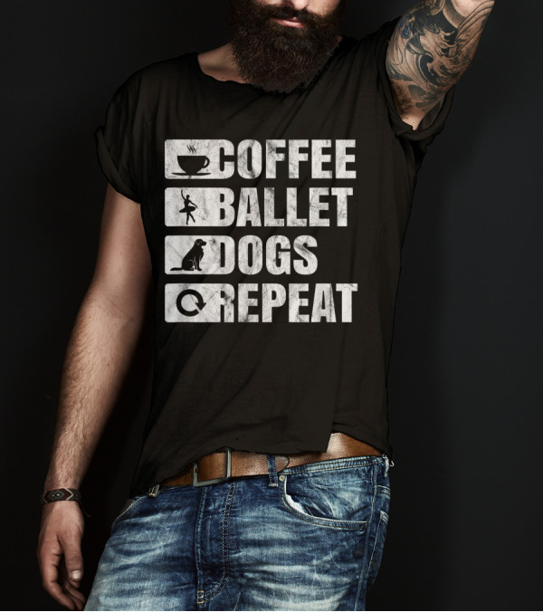 Coffee Ballet Dogs Repeat Ballerina Dancers Icons T-Shirt