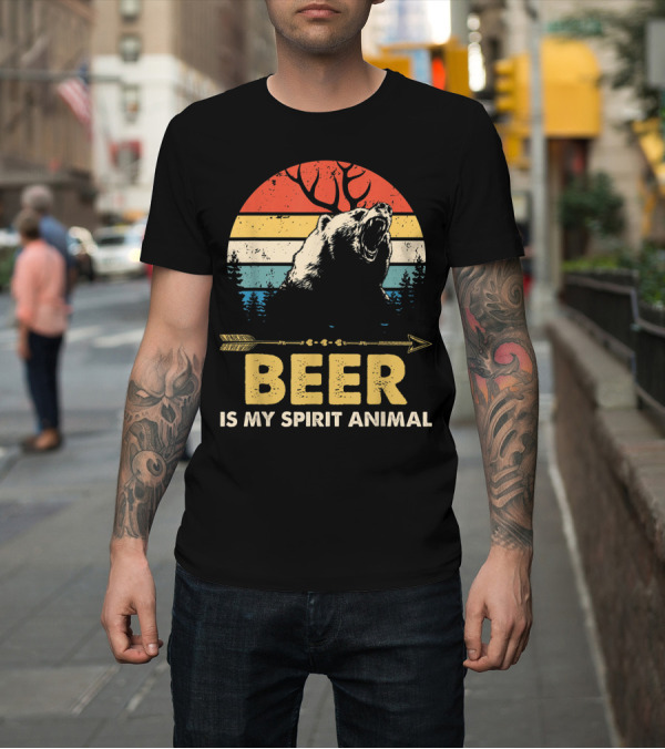 Shirt: Beer Is My Spirit Animal Bear Deer Retro Style Forest Arrow T-Shirt Beer Is My Spirit Animal Bear Deer Retro Style Forest Arrow T-Shirt
