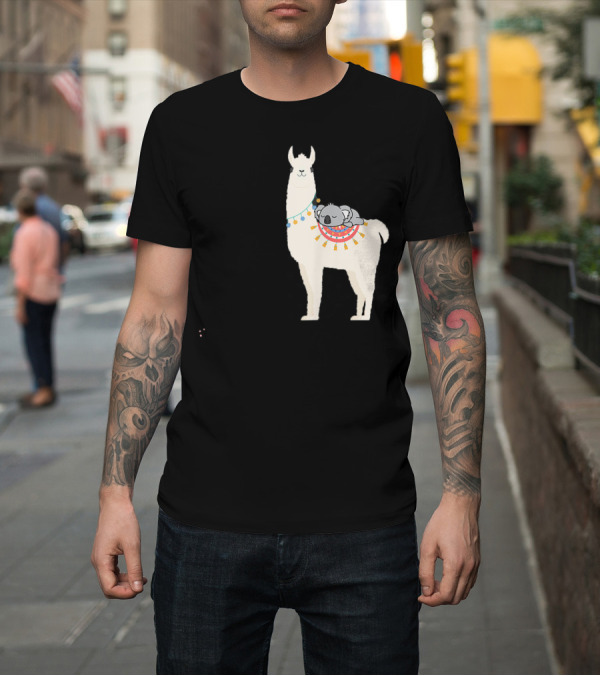 Shirt: Cute Koala Napping on Decorated Llama Alpaca T-Shirt Cute Koala Napping on Decorated Llama Alpaca T-Shirt