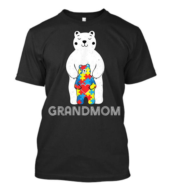 Grandmom Bear Puzzle Heart Autism Awareness 8D T-Shirt