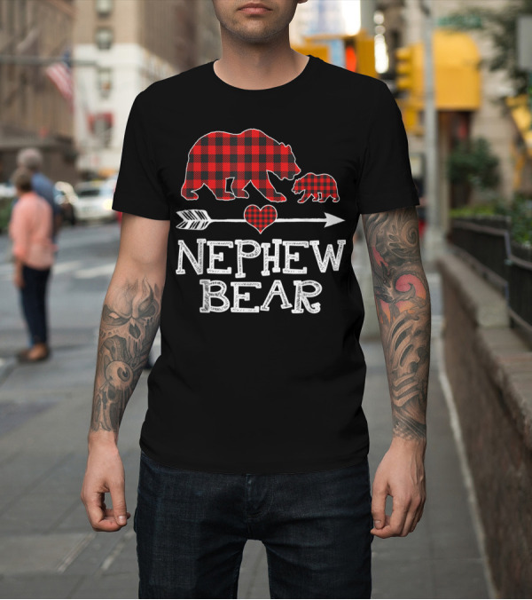 Shirt: Red Plaid Nephew Bear Buffalo Heart Arrow Cub Matching T-Shirt Red Plaid Nephew Bear Buffalo Heart Arrow Cub Matching T-Shirt