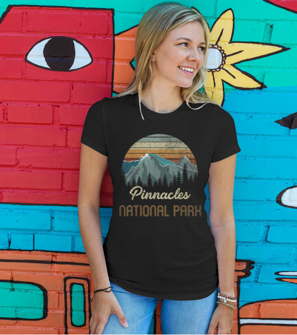 Pinnacles National Park Retro Vintage Mountain Scene T-Shirt