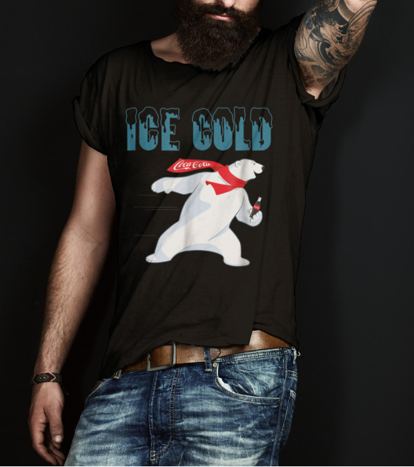 Coca Cola Ice Cold Polar Bear Holding Coke Bottle T-Shirt