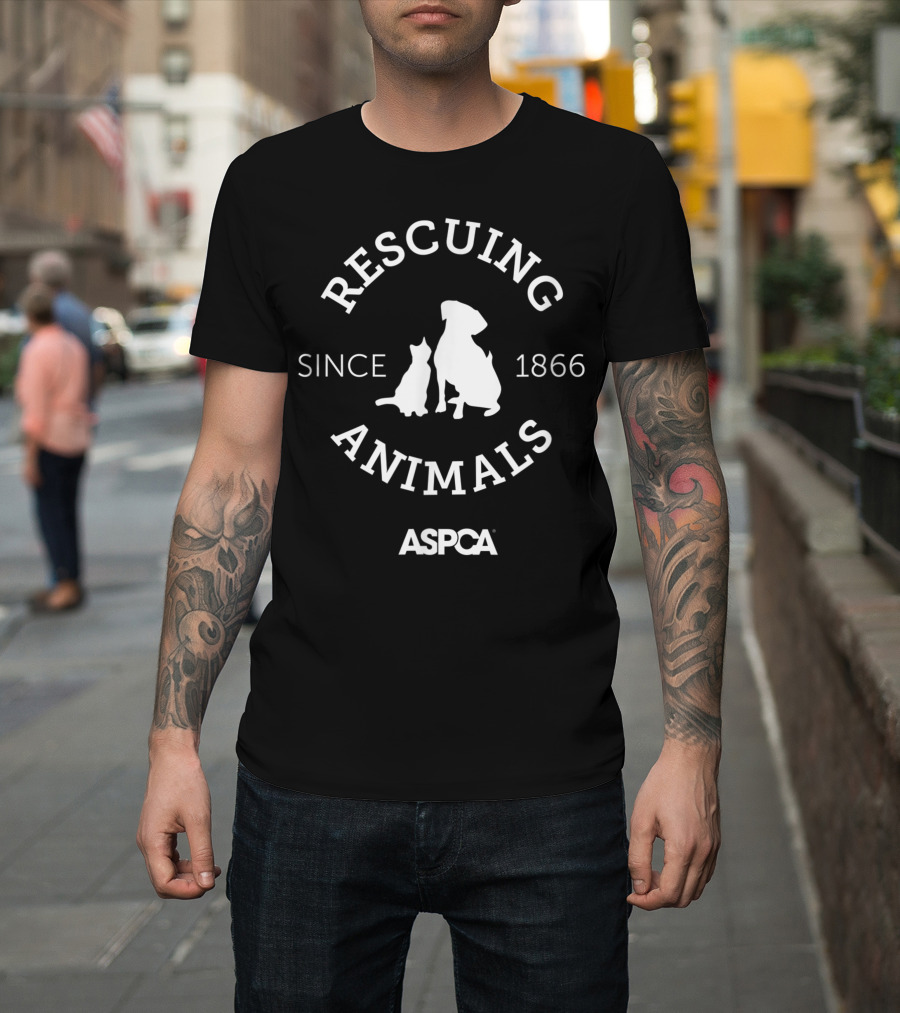 ASPCA Rescuing Animals Since 1866 with Cat and Dog T-Shirt