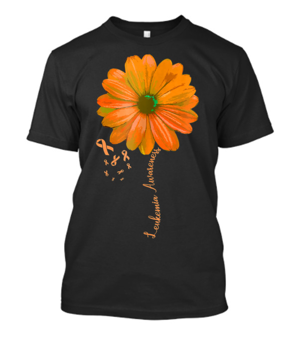 Leukemia Awareness Pretty Orange Flower Support Wife Husband T-Shirt