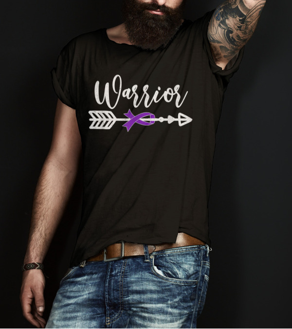 Warrior Epilepsy Cancer Awareness Supporter With Purple Ribbon Arrow T-Shirt