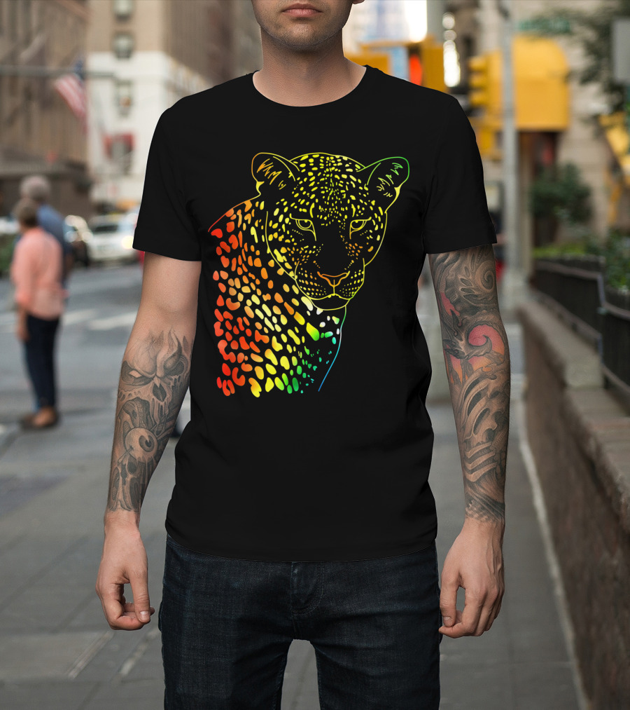 Jaguar Rainbow Tie Dye Hippie Animal T-Shirt