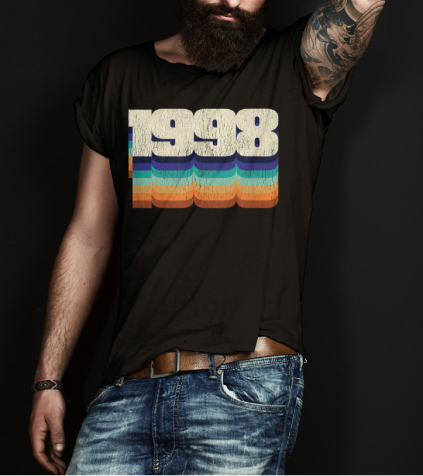 Vintage 1998 Retro Colorful Stripes 22nd Birthday T-Shirt