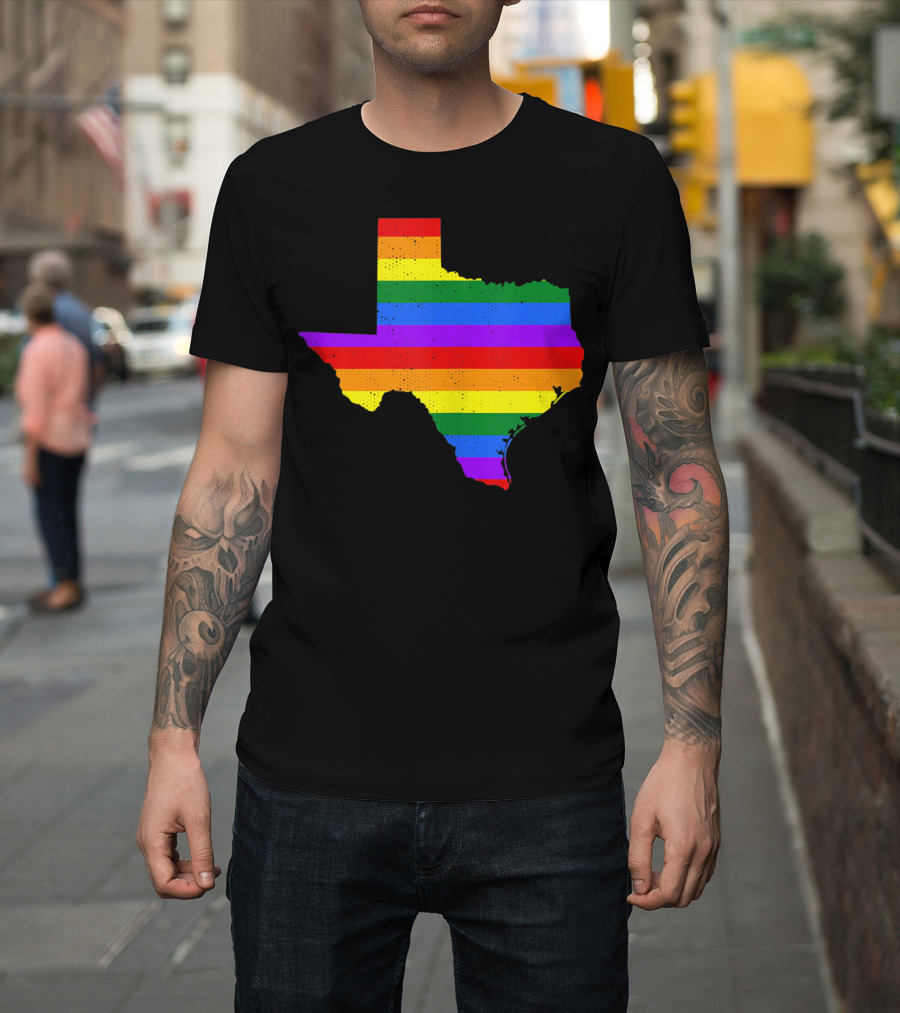 Texas Rainbow Pride Map T-Shirt