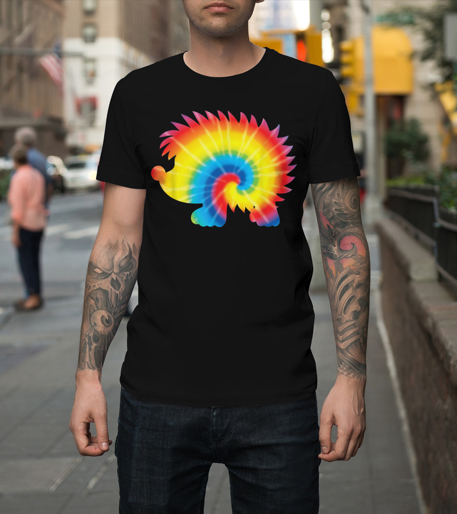 Tie Dye Rainbow Hedgehog Print Rodent T-Shirt