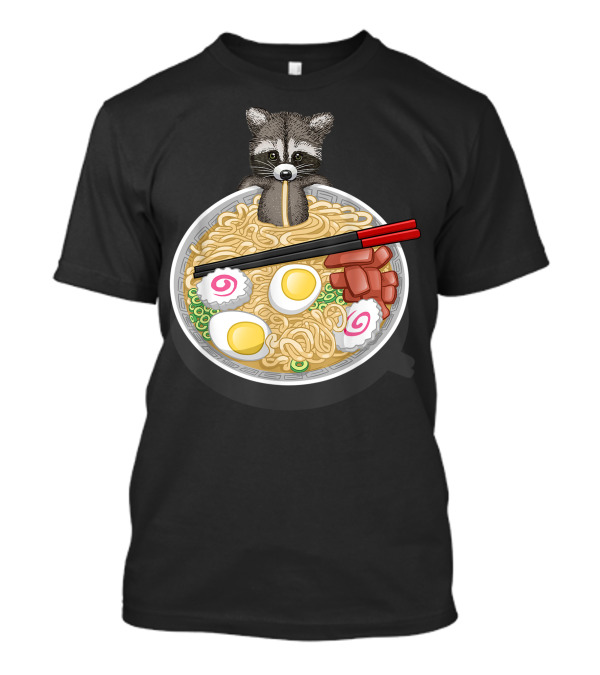 Raccoon Enjoying A Bowl Of Ramen With Chopsticks T-Shirt