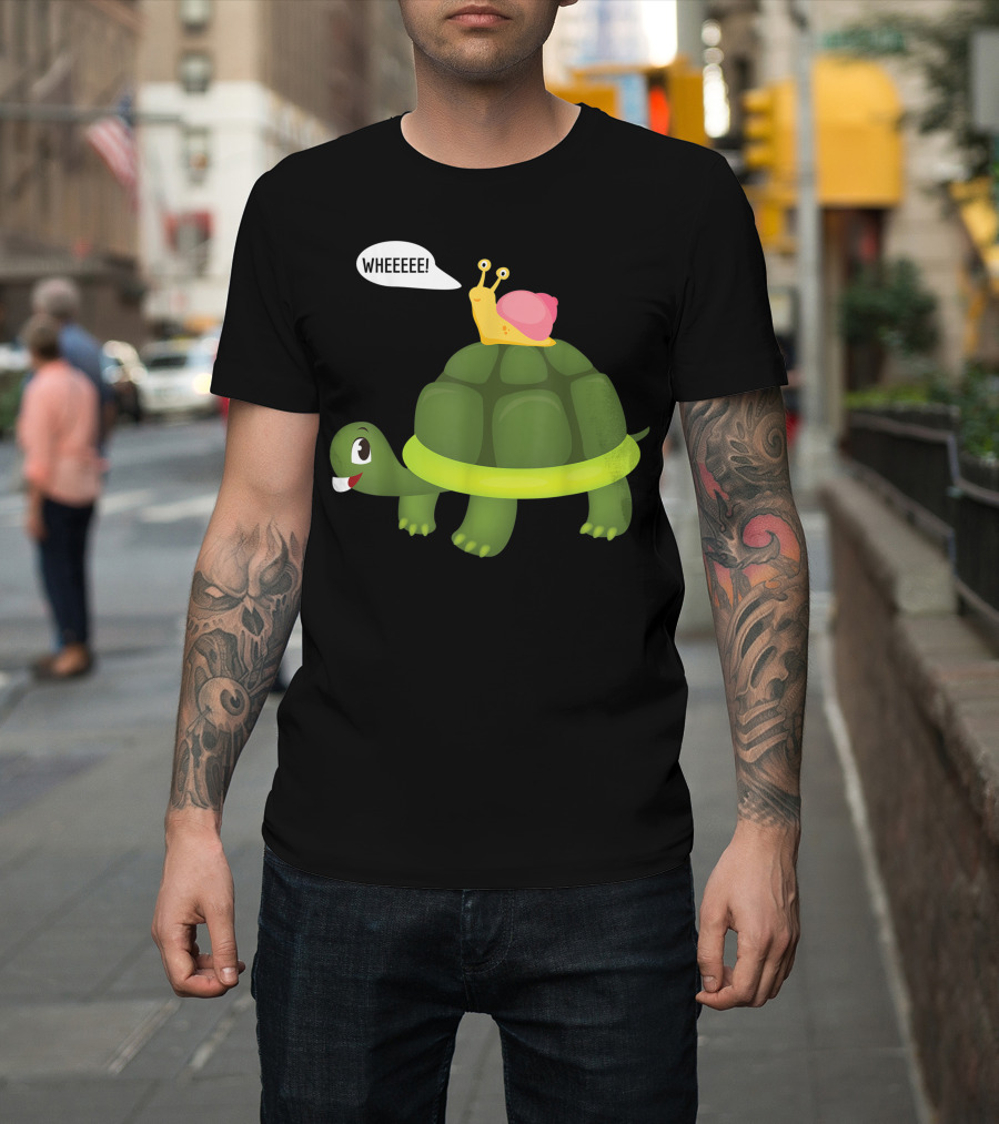 Snail Riding Turtle Wheeeee T-Shirt