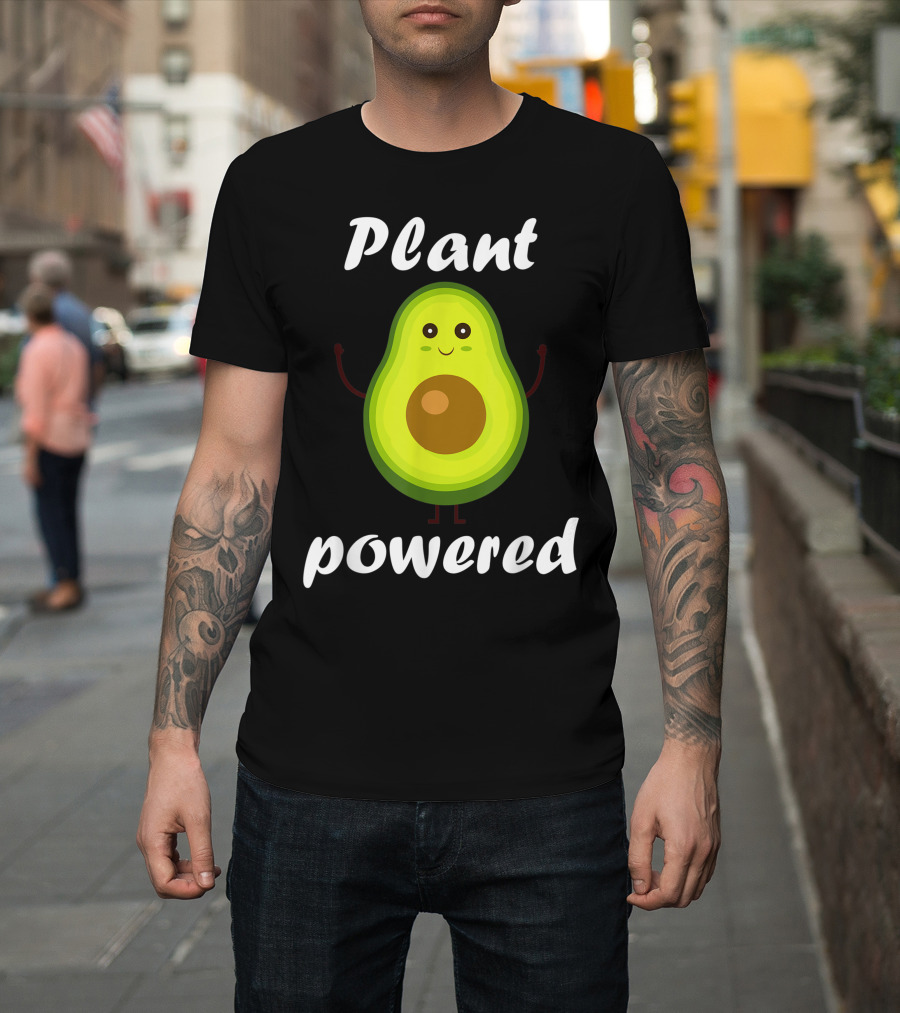 Plant Powered Avocado Vegan Vegetarian T-Shirt
