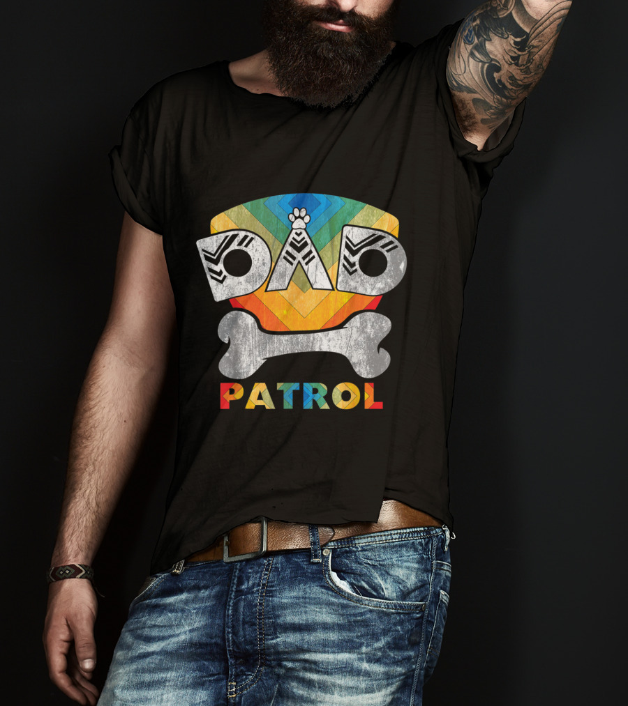 Vintage Dog Dad Patrol Bone Badge Men Dog Owner T-Shirt