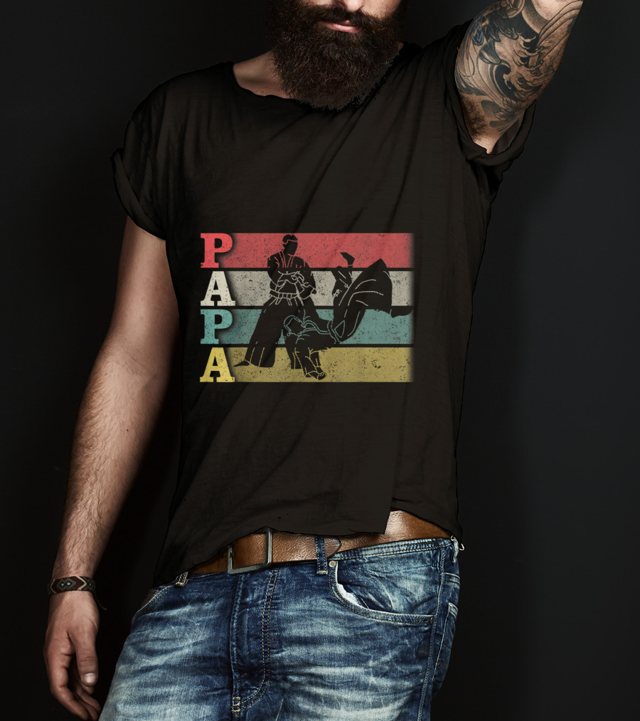 Vintage Aikido Papa Funny Dadfathers Day Martial Arts Action T-Shirt