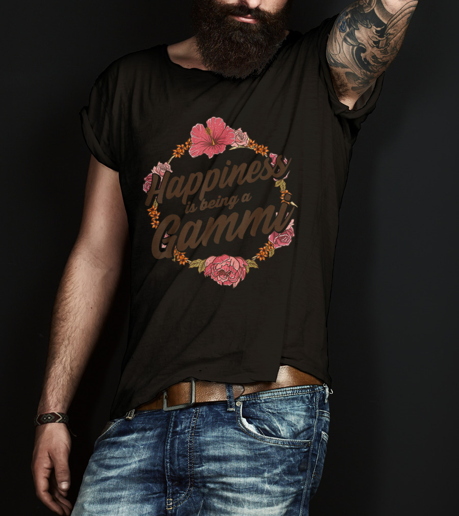 Happiness Is Being A Gammi Cute Floral Rose Hibiscus Blossom T-Shirt
