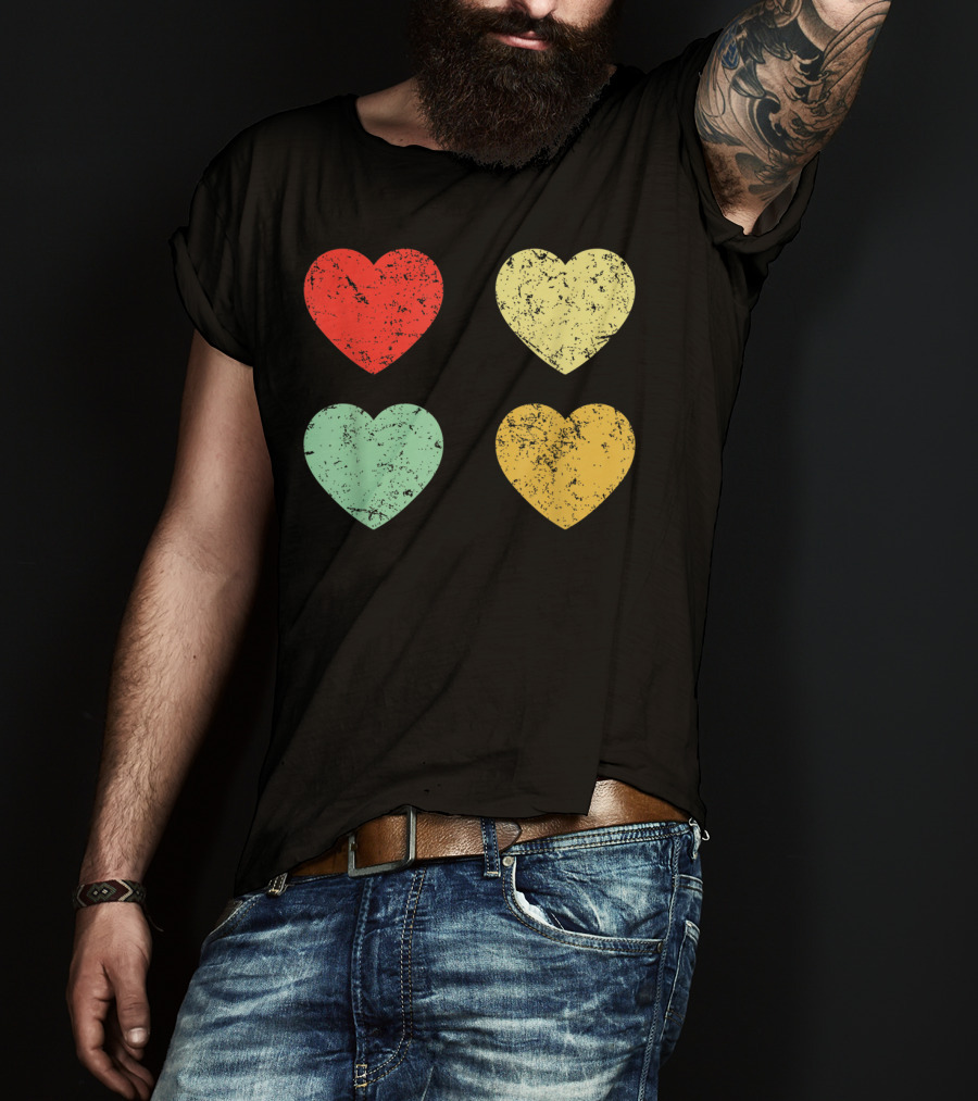 Retro Vintage Grunge Hearts Valentines Day T-Shirt