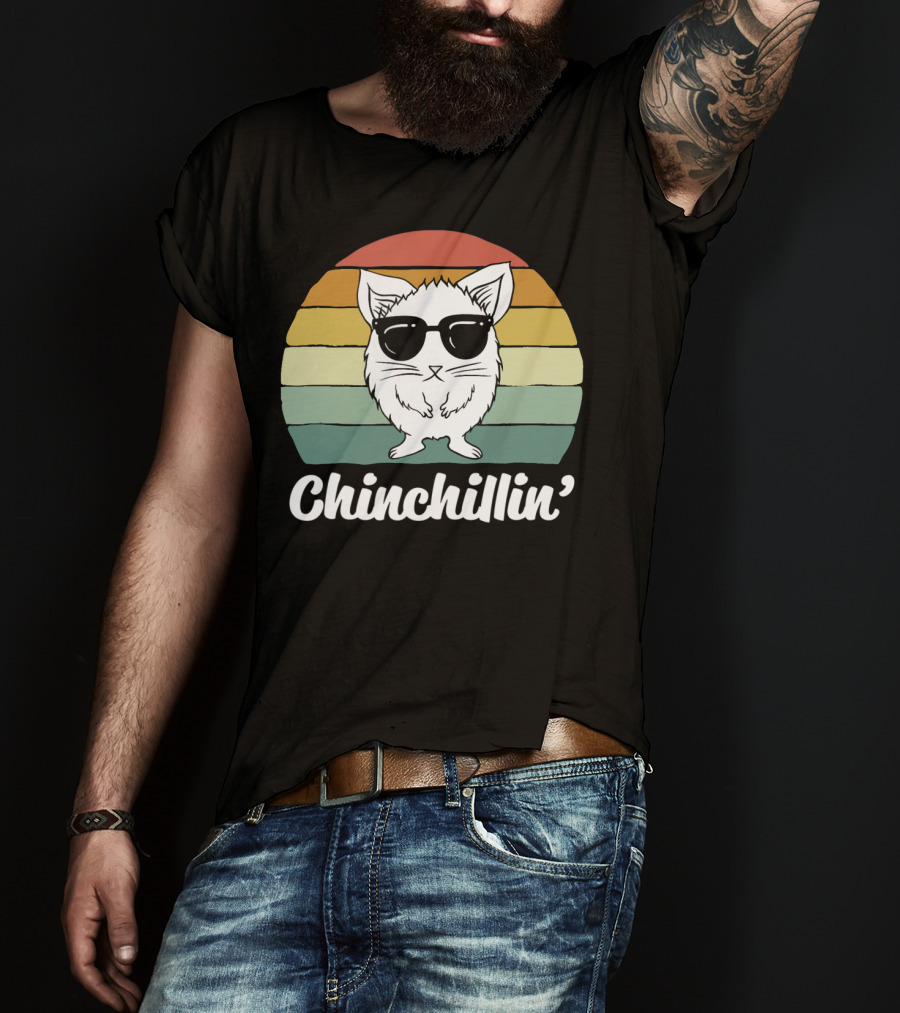 Chinchillin' Funny Chinchilla Owner Lover Retro Sunglasses T-Shirt