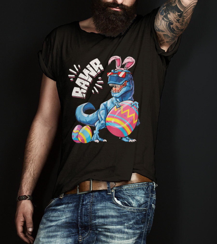 Easter Bunny Dinosaur Rex Rawr Eggs Girl T-Shirt