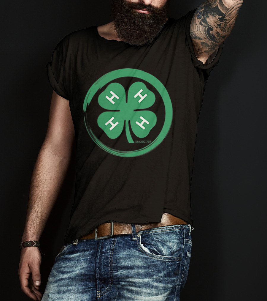4 H Clover Emblem With 18 USC 707 Text T-Shirt