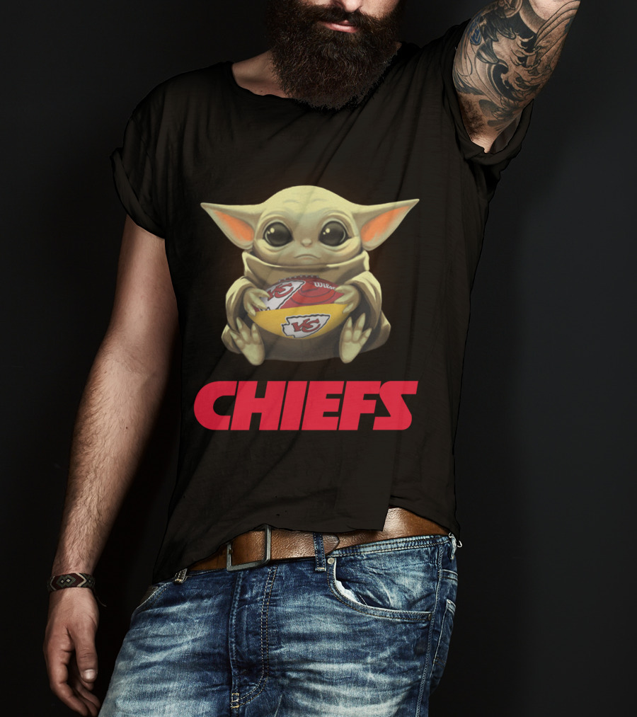 Yoda With Kansas City Chiefs Football T-Shirt