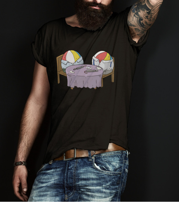 Beach Balls Romantic Dining Scene With Table And Chairs T-Shirt