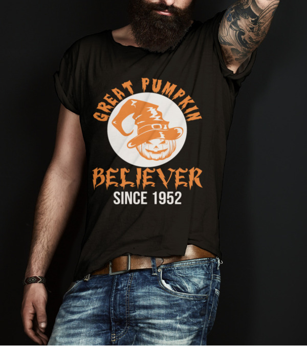 Great Pumpkin Believer Since 1952 Halloween Jack-O'-Lantern With Witch Hat T-Shirt