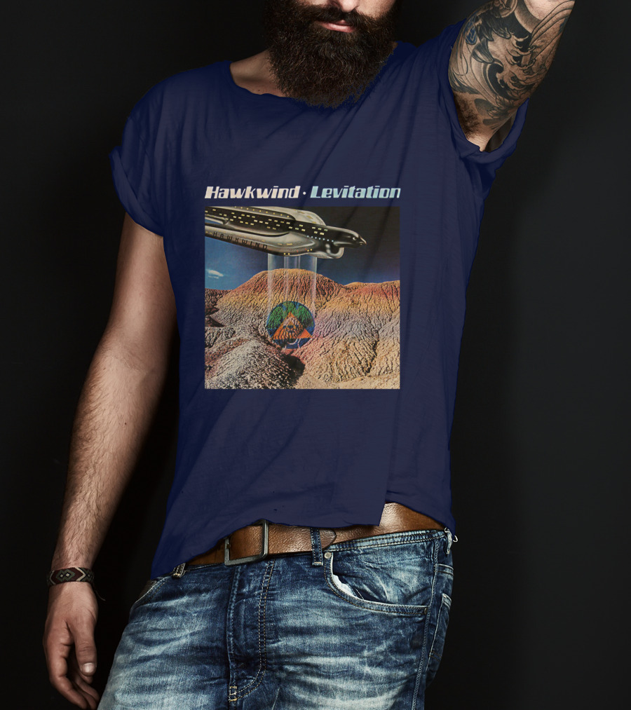 Hawkwind Levitation Spaceship Over Mountain Landscape T-Shirt