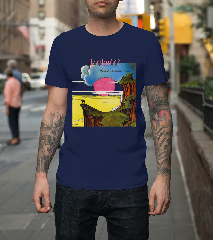 Hawkwind Warrior On The Edge Of Time Cliff Sunset Scene T-Shirt