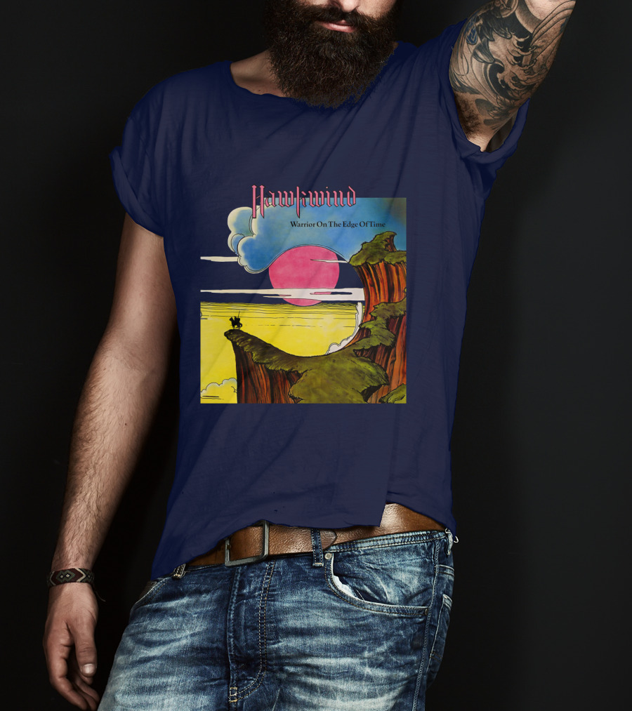 Hawkwind Warrior On The Edge Of Time Cliff Sunset Scene T-Shirt