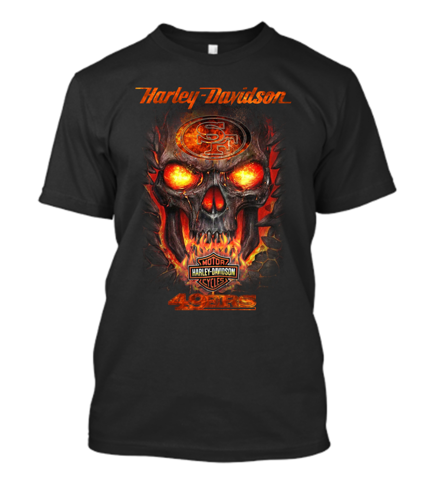 Harley Davidson San Francisco 49ers Skull Fire T-Shirt