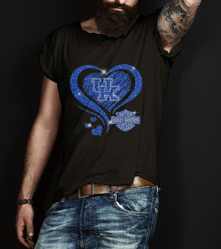 Kentucky Wildcats Harley Davidson Heart Uk T-Shirt