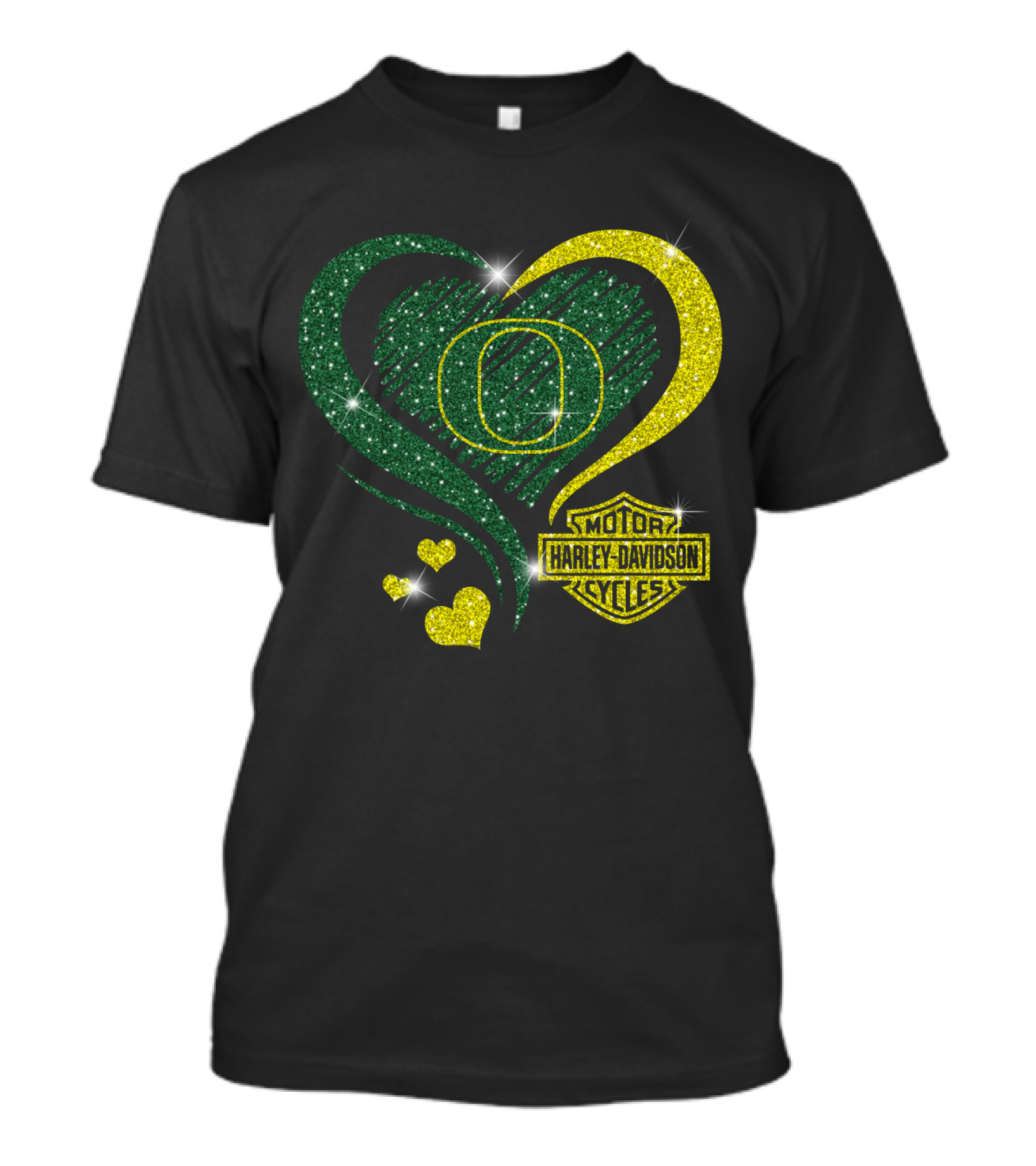 Motor Harley Davidson Cycles Oregon Ducks Heart Sparkle T-Shirt