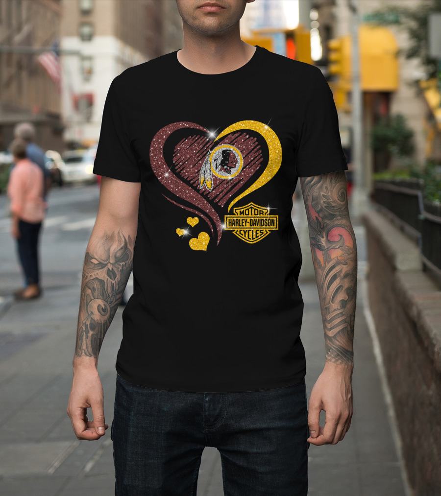 Harley Davidson Washington Redskins Heart T-Shirt